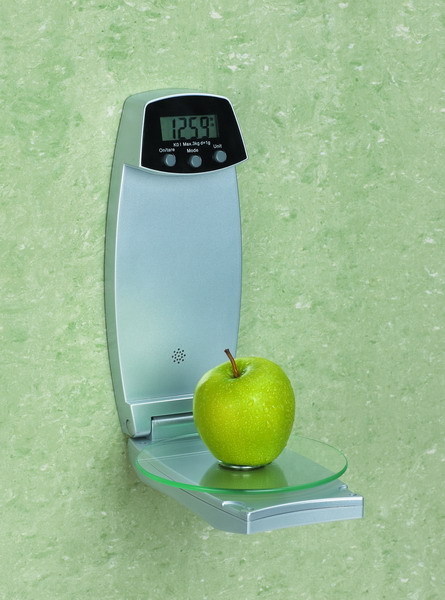 Wall-mounted kitchen scale