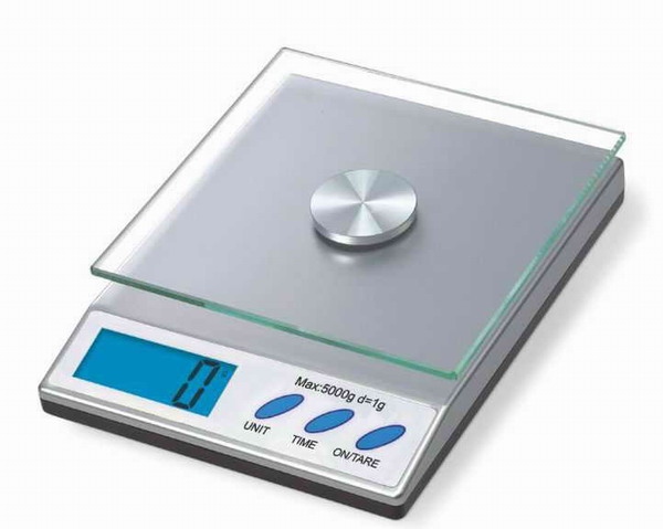 Backlit kitchen scale with clock&timer function